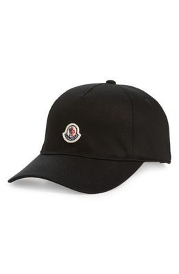 Moncler Logo Cotton Baseball Cap in Black