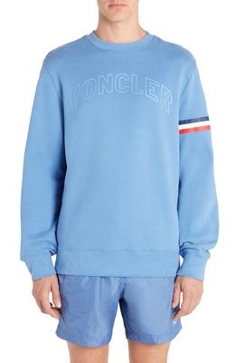 Moncler Logo Cotton Crewneck Sweatshirt in Blue