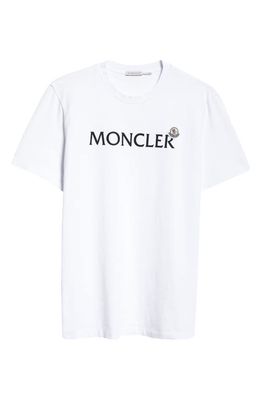 Moncler Logo Cotton Graphic T-Shirt in White