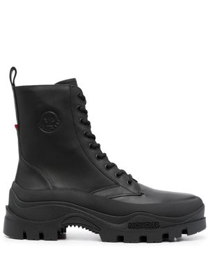 Moncler logo-debossed leather boots - Black