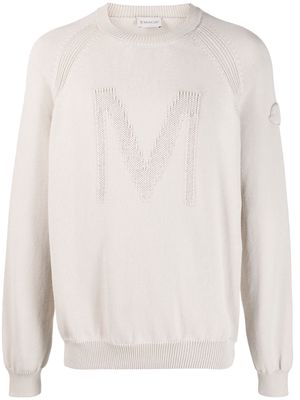 Moncler logo-embellished cotton jumper - Neutrals