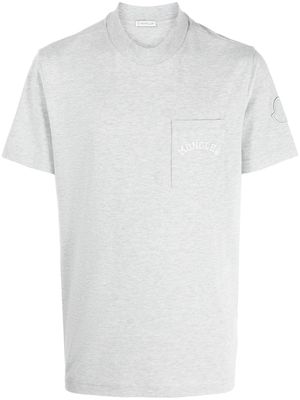 Moncler logo-embroidered cotton-blend T-shirt - Grey