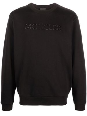 Moncler logo-embroidered cotton sweatshirt - Black