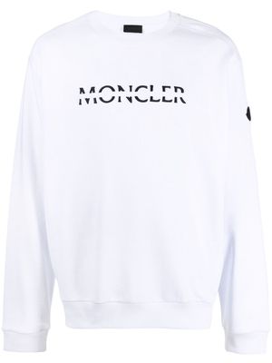 Moncler logo-embroidered cotton sweatshirt - White
