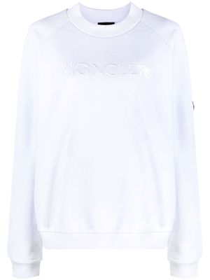 Moncler logo-embroidered crew neck sweatshirt - White