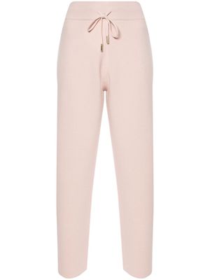Moncler logo-embroidered fleece cropped trousers - Pink
