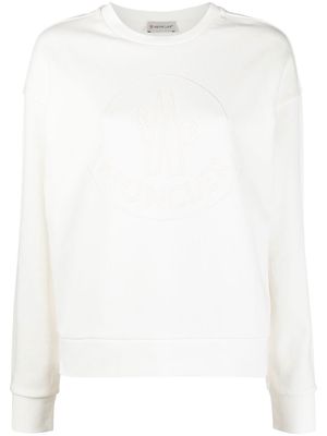 Moncler logo-embroidered fleece sweatshirt - White