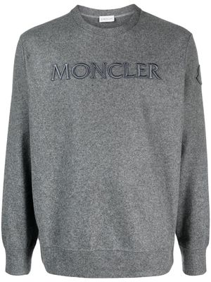 Moncler logo-embroidered jersey-fleece sweatshirt - Grey