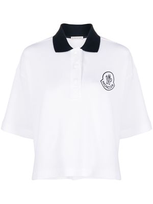 Moncler logo-embroidered short-sleeve rugby polo - White