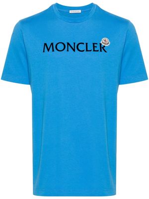 Moncler logo-flocked cotton T-shirt - Blue