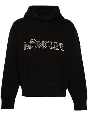 Moncler logo-flocked jersey hoodie - Black
