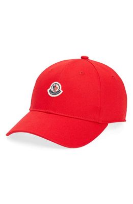 Moncler Logo Patch Baseball Cap in Red