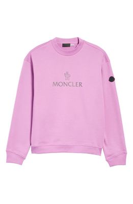 Moncler Logo Patch Cotton Graphic Sweatshirt in Pink