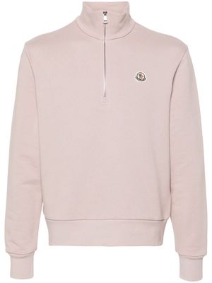 Moncler logo-patch cotton sweatshirt - Pink