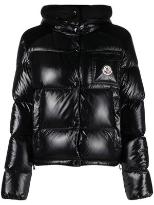 Moncler logo-patch hooded padded jacket - Black
