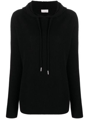 Moncler logo-patch long-sleeved hoodie - Black