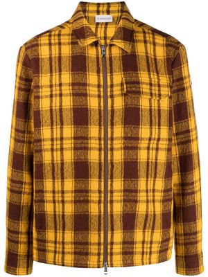 Moncler logo-patch plaid shirt jacket - Yellow