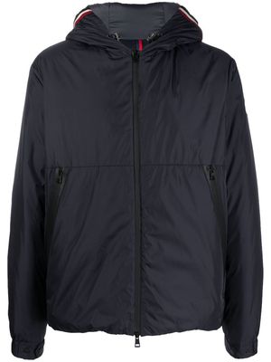 Moncler logo-patch sleeve hooded jacket - Blue