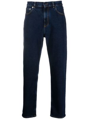 Moncler logo-patch straight-leg jeans - Blue