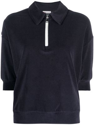 Moncler logo-patch terry-cloth polo shirt - Blue