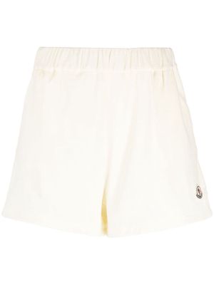 Moncler logo-patch velour shorts - Neutrals