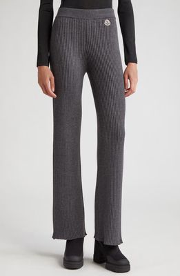 Moncler Logo Patch Virgin Wool Blend Rib Sweater Pants in Dark Grey