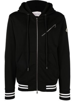 Moncler logo-patch zip-up hoodie - Black