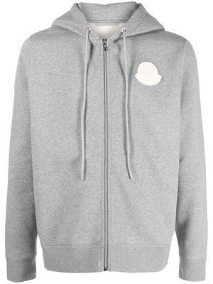 Moncler logo-patch zip-up hoodie - Grey
