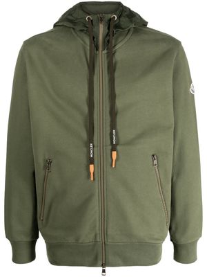 Moncler logo patch zipped hoodie - Green