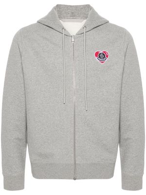 Moncler logo-patch zipped-up hoodie - Grey