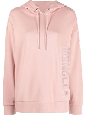 Moncler logo-print cotton hoodie - Pink