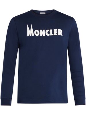 Moncler logo-print long-sleeve cotton T-shirt - Blue