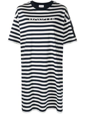 Moncler logo-print striped T-shirt dress - White