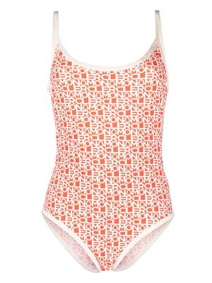 Moncler logo-print swimsuit - Orange