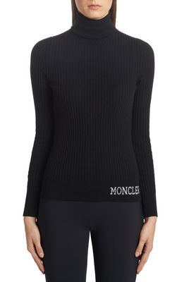 Moncler Logo Turtleneck Sweater in Black