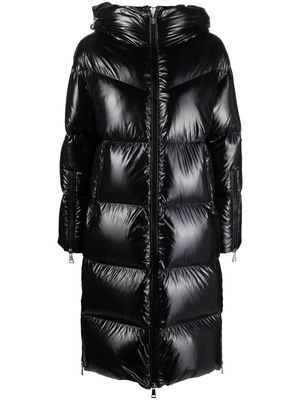 Moncler long down hooded jacket - Black