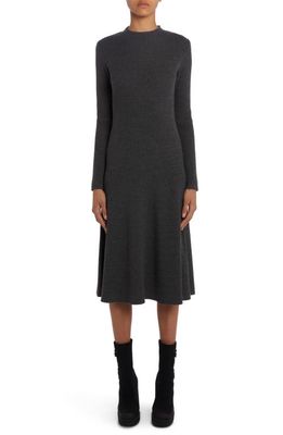Moncler Long Sleeve Virgin Wool Blend Sweater Dress in Dark Grey