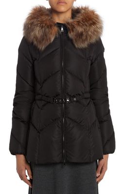 Moncler Loriot Down Jacket with Removable Genuine Shearling Trim in Black