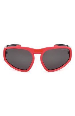 Moncler Lunettes 62mm Mirrored Oversize Geometric Sunglasses in Shiny Fuxia /Smoke