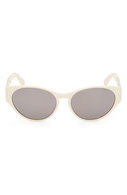 Moncler Lunettes Bellejour 57mm Round Sunglasses in White /Grey Blue