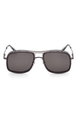 Moncler Lunettes Kontour 52mm Square Sunglasses in Black Ice /Smoke Mirror