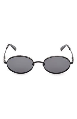 Moncler Lunettes Tatou 55mm Oval Sunglasses in Shiny Black /Smoke Lenses