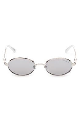 Moncler Lunettes Tatou 55mm Oval Sunglasses in Silver /Silver Mirror