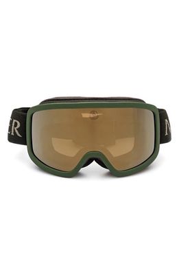 Moncler Lunettes Terrabeam 180mm Snow Goggles in Matte Army Green /Gold Mirror