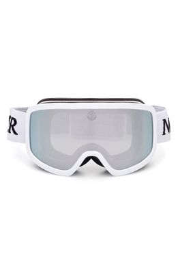 Moncler Lunettes Terrabeam 180mm Snow Goggles in Optic White /Smoke Mirror