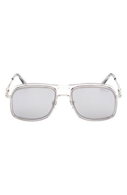Moncler Lunettes Vangarde 56mm Shield Sunglasses in Ice Gray /Light Smoke Silver