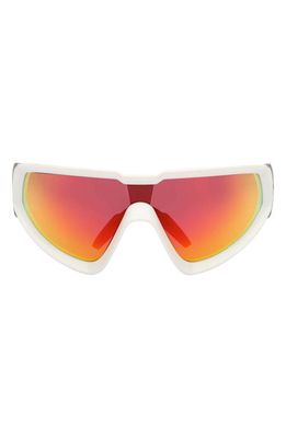 Moncler Lunettes Wrapid Shield Sunglasses in White /Brown Mirror