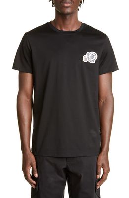 Moncler Men's Double Logo Patch Cotton T-Shirt in Black