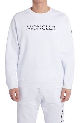 Moncler Men's Embroidered Strike Out Cotton Sweatshirt in White