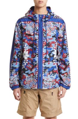 Moncler Men's Hotay Floral Paisley Jacket in Red White Blue Camo Bandana